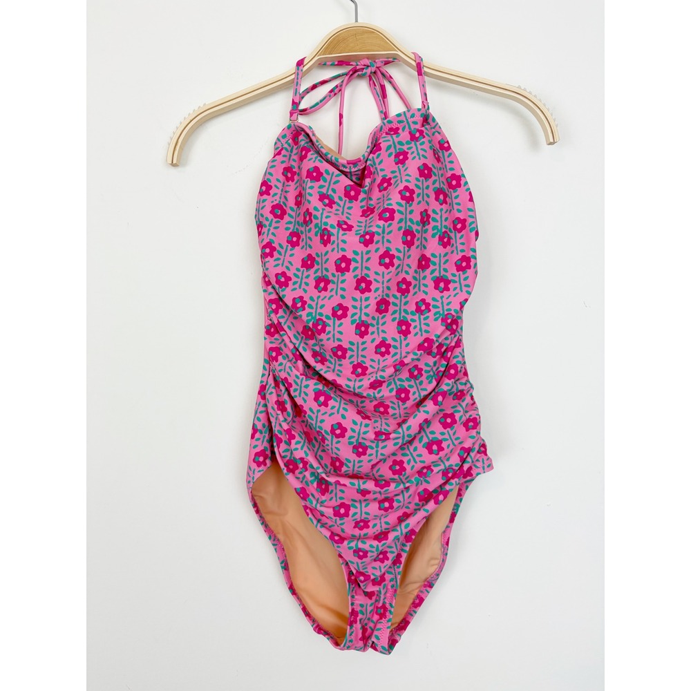 J. Crew Factory Womens Strapless Halter One-Piece Swimsuit Pink Floral XS - Picture 2 of 13